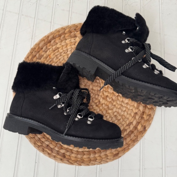 J.Crew Black Nordic Nubuck leather Shearling Ankle Boot 8 - Picture 2 of 6